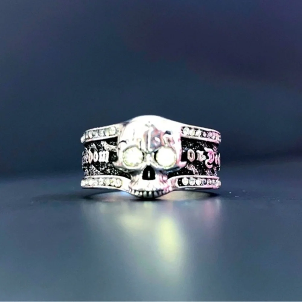 925 Sterling Silver Men's Skull Ring | Grunge Liberation Ring Size 11, 12, 13
